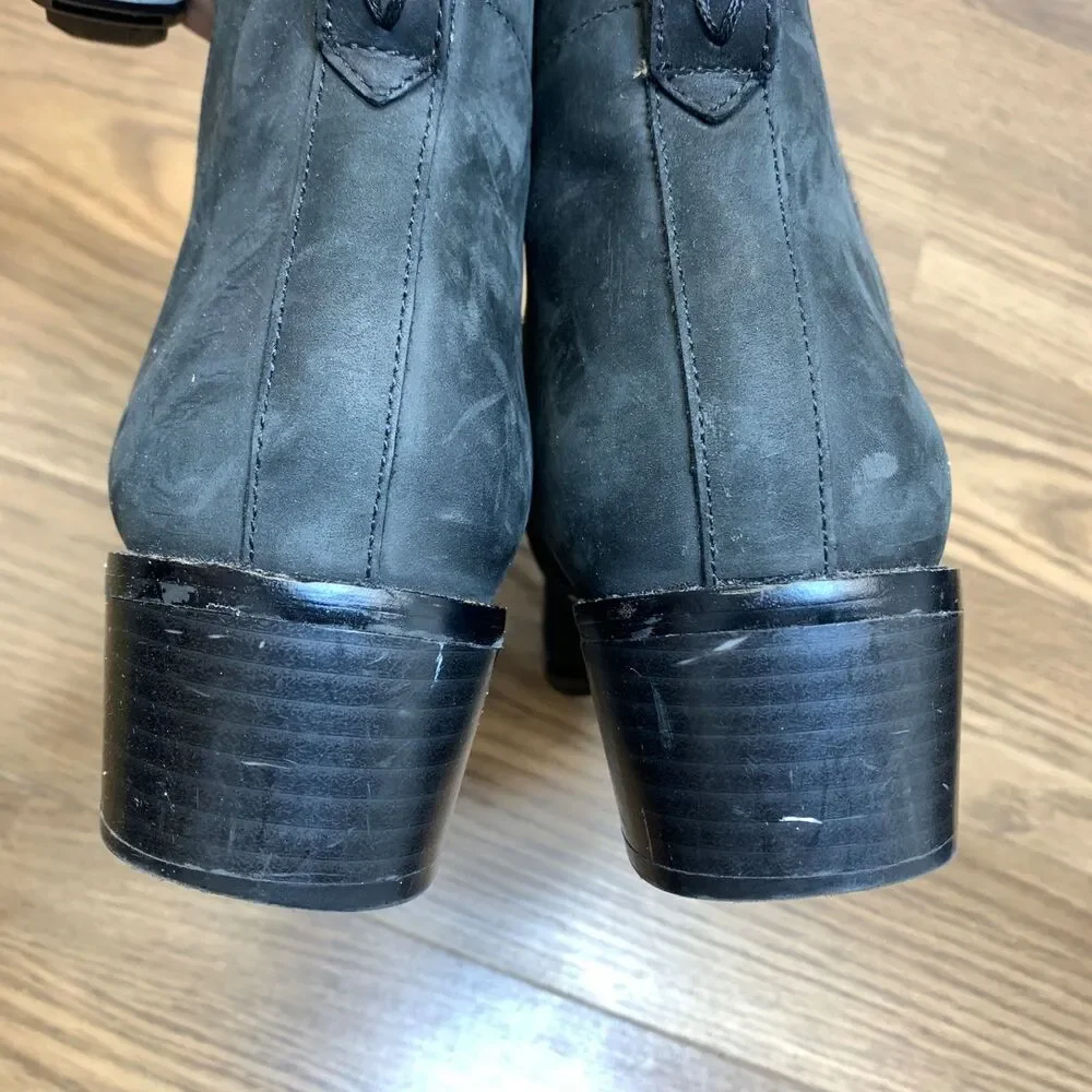 Vionic Joslyn‎ Black Leather Ankle Boots Booties Wool Trim Zip Up Women's Size 9
